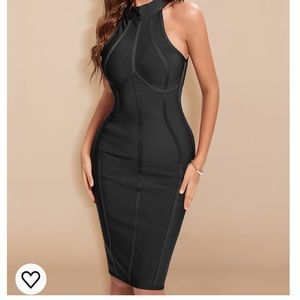 Black Halter Bodycon Bandage Dress Size XS/S
